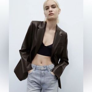 Never Worn - Zara Faux Leather Blazer
